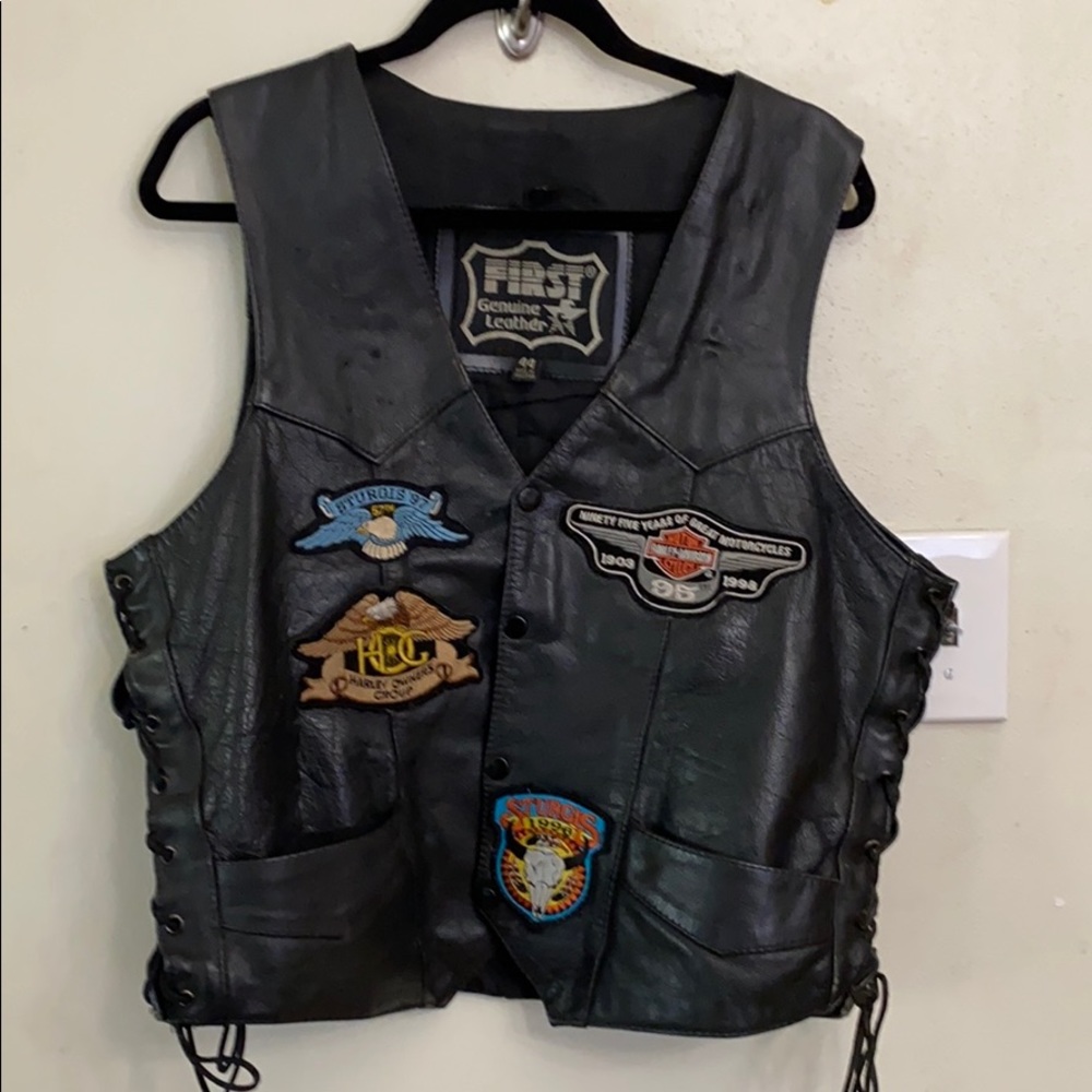COPY - First leather Vest adorned with Harley patches
